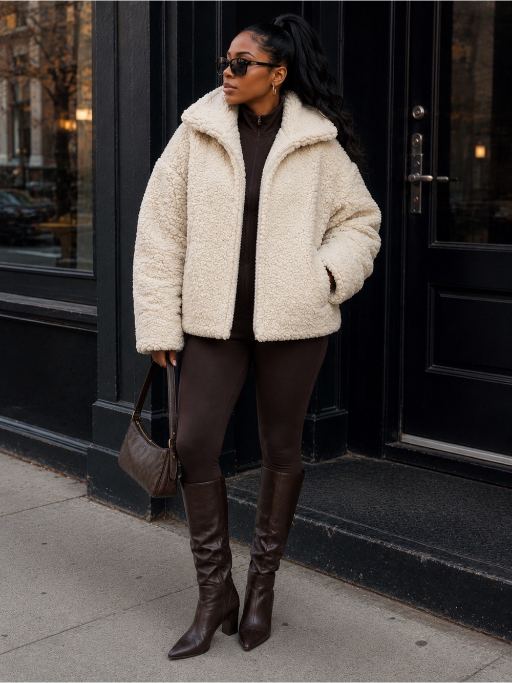 H&M Divided Cozy Cream Women's Faux Fur Jacket